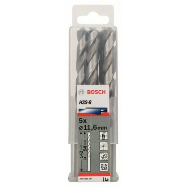 Сверло по металлу HSS-G DIN 338 11,6x94x142 мм Bosch 2608585534 — изображение 2
