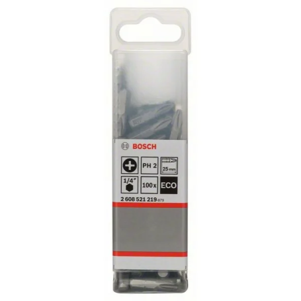 Бита PH2, 25 мм, шестигранный хвостовик 1/4', ISO 1173 C6.3, Extra-Hart PH2 25мм Bosch 2608521219 — изображение 2