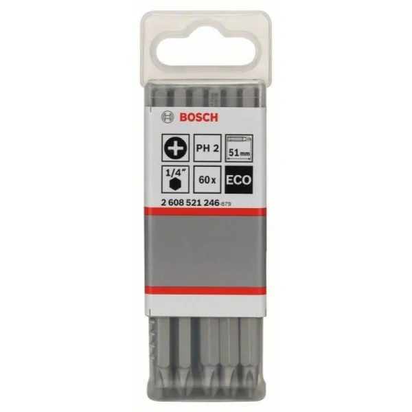 Бита PH2, 51 мм, шестигранный хвостовик 1/4', ISO 1173 C6.3, Extra-Hart PH2 51мм Bosch 2608521246 — изображение 2