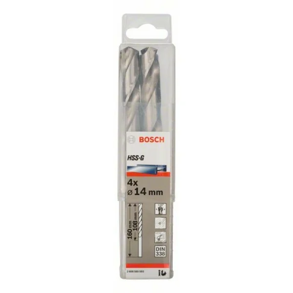 Сверло по металлу HSS-G DIN 338 14x108x160 мм Bosch 2608585593 — изображение 2
