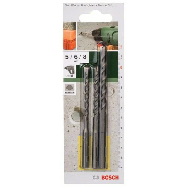 Набор из 3 сверл по бетону SDS-Quick 5,0x100; 6,0x100; 8,0x120 Bosch 2609256908 — изображение 2