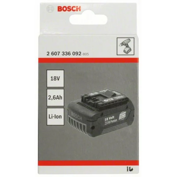 Аккумулятор 18 В Standard Duty (SD), 2,6 Ah, Li-Ion, GBA M-C Bosch 2607336092 — изображение 2