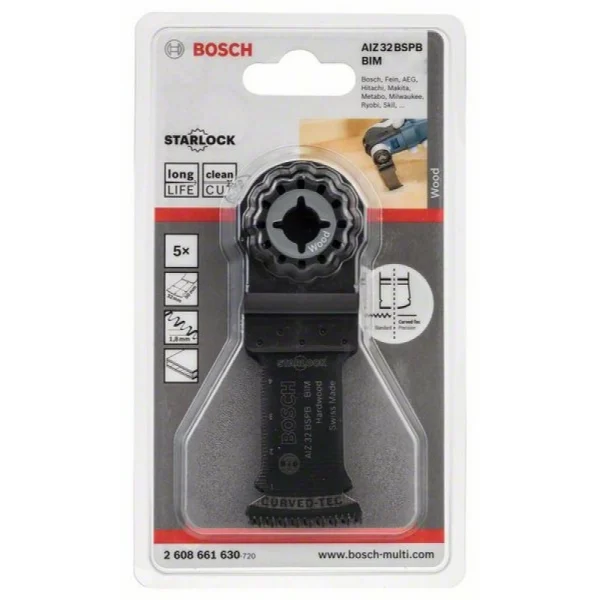 Погружное пильное полотно BIM AIZ 32 BSPB Hard Wood 50x32 мм Bosch 2608661630 — изображение 2