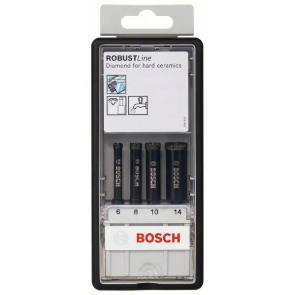 Набор из 4 алмазных сверл Robust Line для мокрого сверления 6; 8; 10; 14 мм Bosch 2607019880 — изображение 2