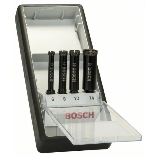 Набор из 4 алмазных сверл Robust Line для мокрого сверления 6; 8; 10; 14 мм Bosch 2607019880