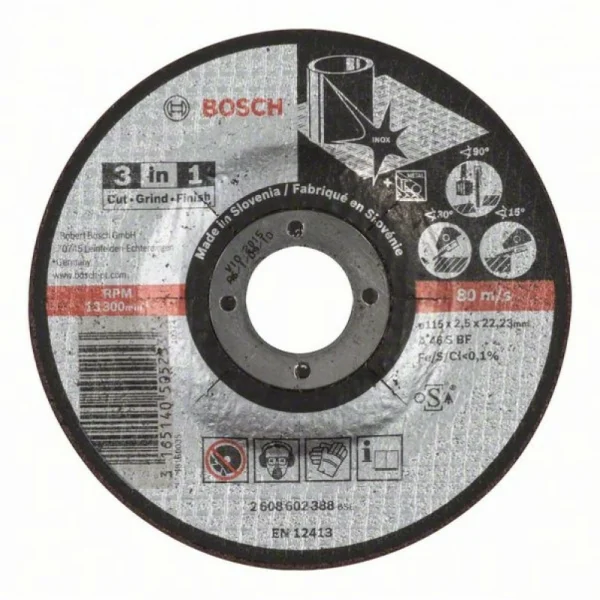 Отрезной круг «3 в 1» A 46 S BF 115x2,5 мм Bosch 2608602388