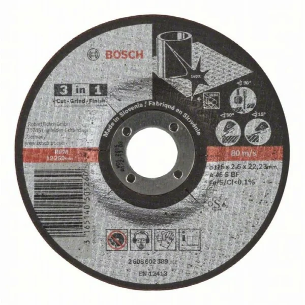 Отрезной круг «3 в 1» A 46 S BF 125x2,5 мм Bosch 2608602389