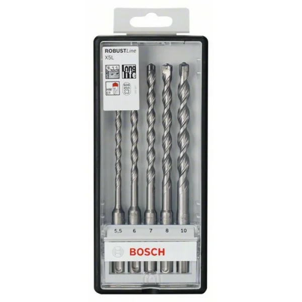 Набор Robust Line из буров SDS-plus-7 (5,5; 6; 7; 8; 10 мм) Bosch 2607019933 — изображение 2