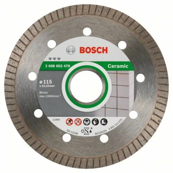 Алмазный диск Best for Ceramic Extra-Clean Turbo 115x22,23x1,4x7 мм Bosch 2608602478
