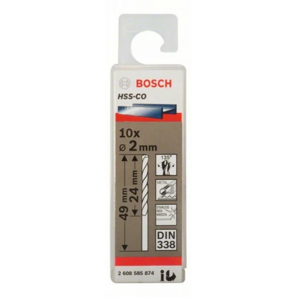 Сверло по металлу HSS-Co DIN 338 2x24x49 мм Bosch 2608585874 — изображение 2