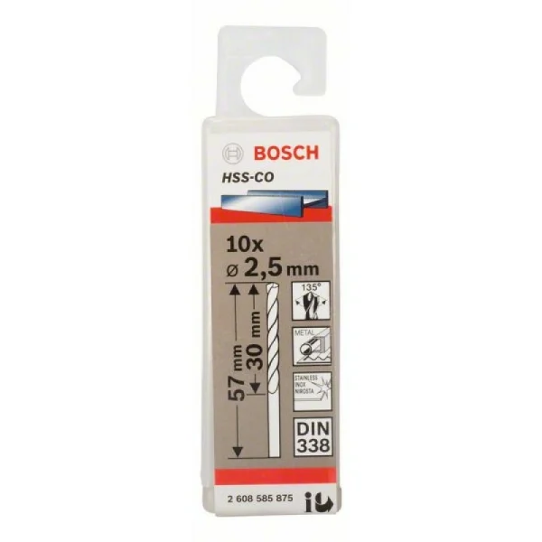 Сверло по металлу HSS-Co DIN 338 2,5x30x57 мм Bosch 2608585875 — изображение 2