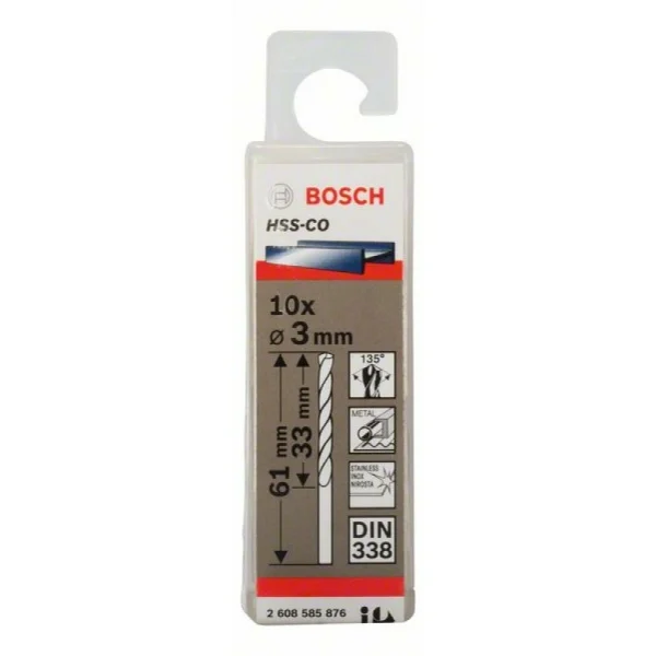 Сверло по металлу HSS-Co DIN 338 3x33x61 мм Bosch 2608585876 — изображение 2