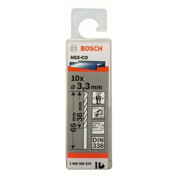 Сверло по металлу HSS-Co DIN 338 3,3x36x65 мм Bosch 2608585878 — изображение 2