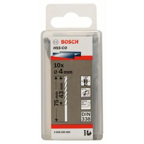 Сверло по металлу HSS-Co DIN 338 4x43x75 мм Bosch 2608585880 — изображение 2