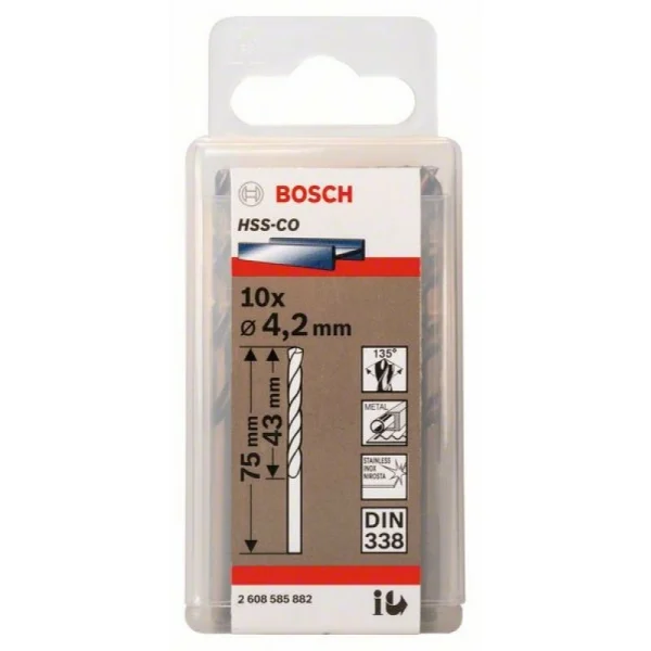 Сверло по металлу HSS-Co DIN 338 4,2x43x75 мм Bosch 2608585882 — изображение 2