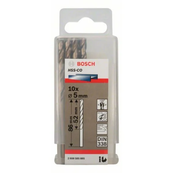 Сверло по металлу HSS-Co DIN 338 5x52x86 мм Bosch 2608585885 — изображение 2
