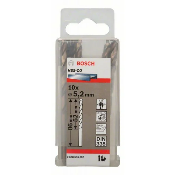 Сверло по металлу HSS-Co DIN 338 5,2x52x86 мм Bosch 2608585887 — изображение 2