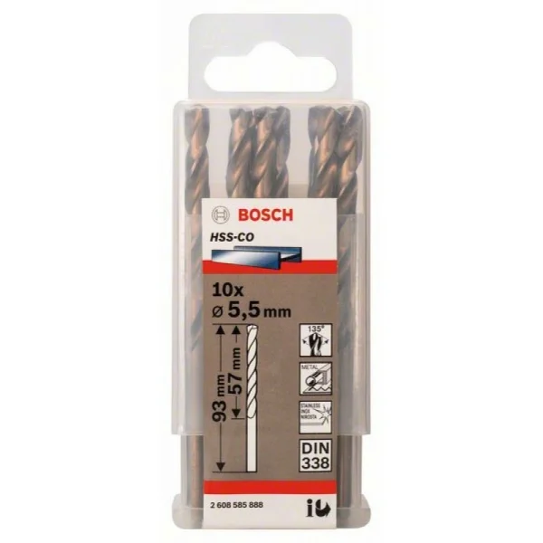Сверло по металлу HSS-Co DIN 338 5,5x57x93 мм Bosch 2608585888 — изображение 2