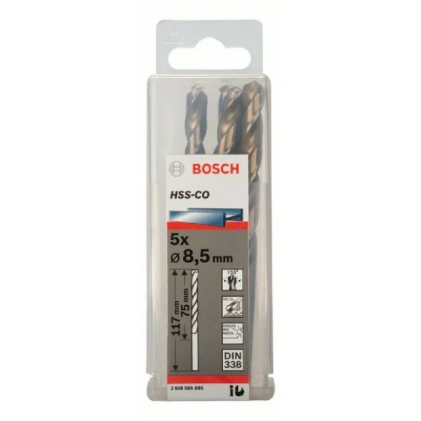 Сверло по металлу HSS-Co DIN 338 8,5x75x117 мм Bosch 2608585895 — изображение 2