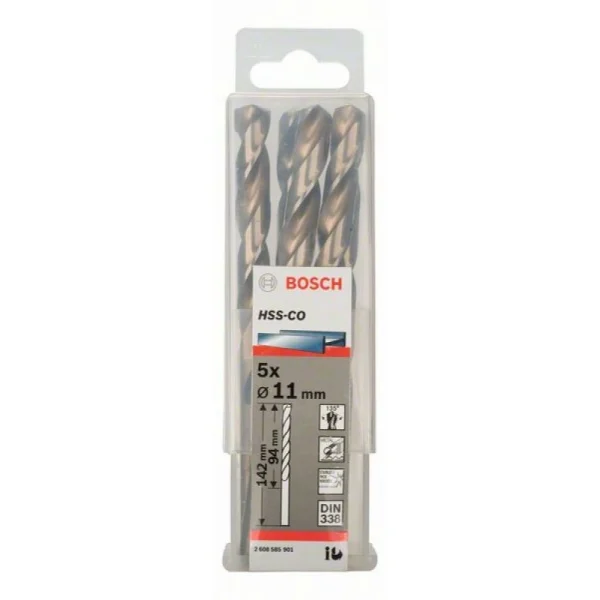 Сверло по металлу HSS-Co DIN 338 11x94x142 мм Bosch 2608585901 — изображение 2