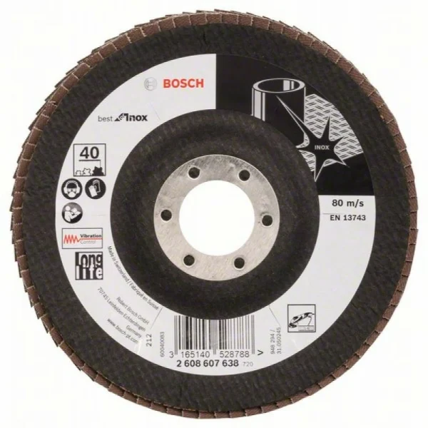 Лепестковый шлифкруг X581 Best for Inox 125x22,23 мм, 40 Bosch 2608607638