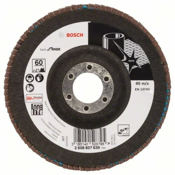 Лепестковый шлифкруг X581 Best for Inox 125x22,23 мм, 60 Bosch 2608607639