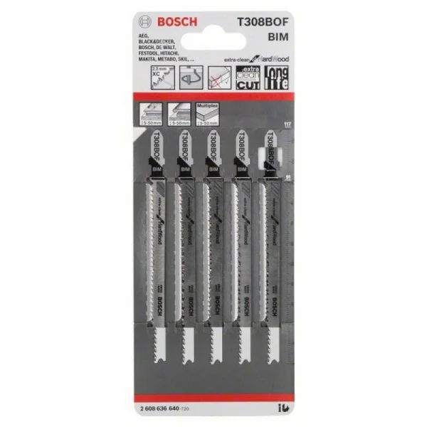 Пильное полотно T 308 BOF Extraclean for Hard Wood Bosch 2608636640 — изображение 2