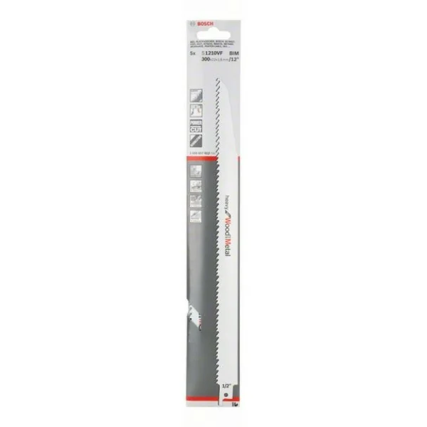 Сабельные пилки (5 шт) S 1210 VF Heavy for Wood and Metal Bosch 2608657612 — изображение 2