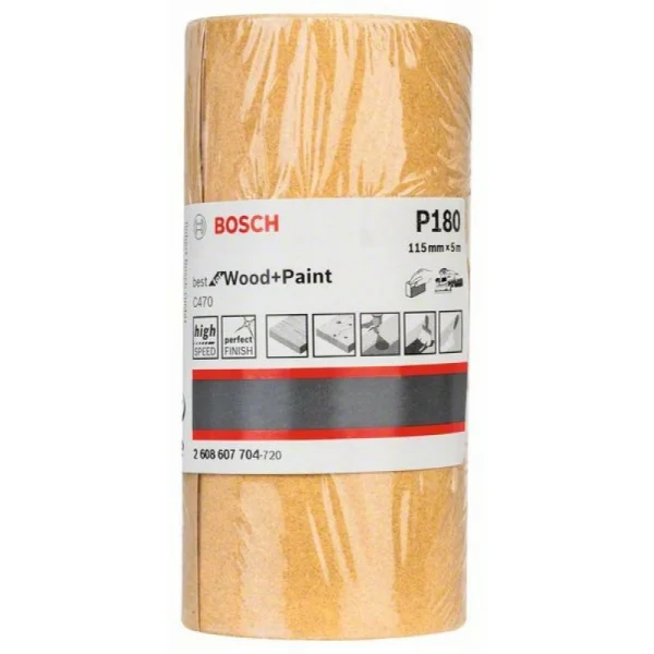 Шлифшкурка в рулонах на бумажной основе C470 115 мм, 5 м, 180 Bosch 2608607704 — изображение 2
