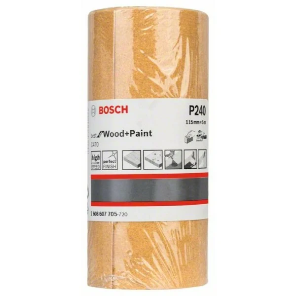Шлифшкурка в рулонах на бумажной основе C470 115 мм, 5 м, 240 Bosch 2608607705 — изображение 2