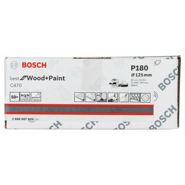 Шлифлист C470, в упаковке 50 шт. 125 мм, 180 Bosch 2608607829 — изображение 2