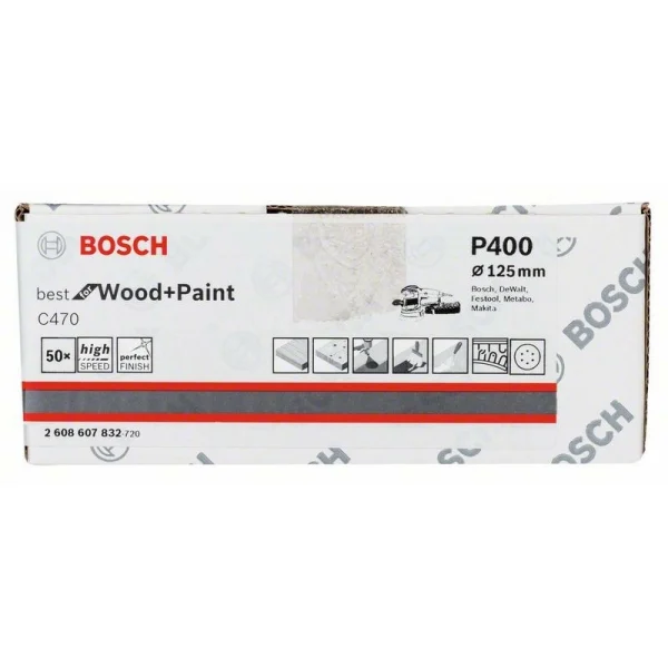 Шлифлист C470, в упаковке 50 шт. 125 мм, 400 Bosch 2608607832 — изображение 2