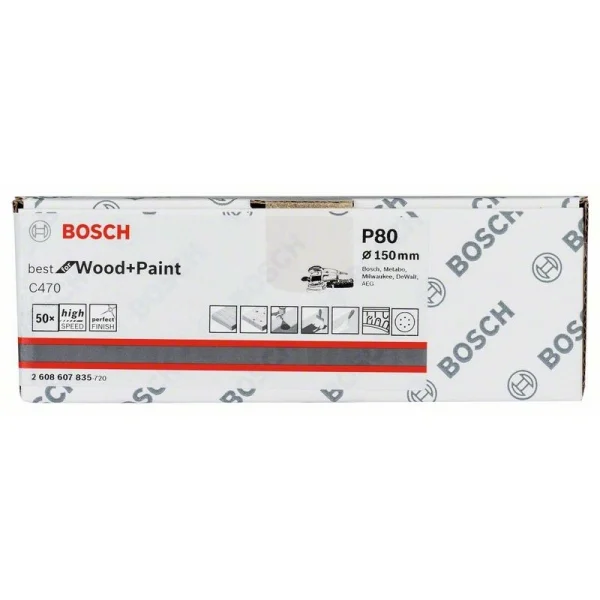 Шлифлист C470, в упаковке 50 шт. 150 мм, 80 Bosch 2608607835 — изображение 2