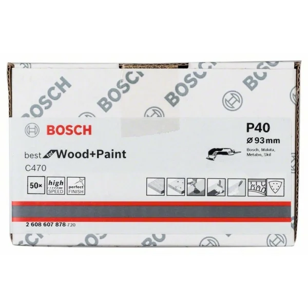 Шлифлист C470, в упаковке 50 шт. 93 мм, 40 Bosch 2608607878 — изображение 2