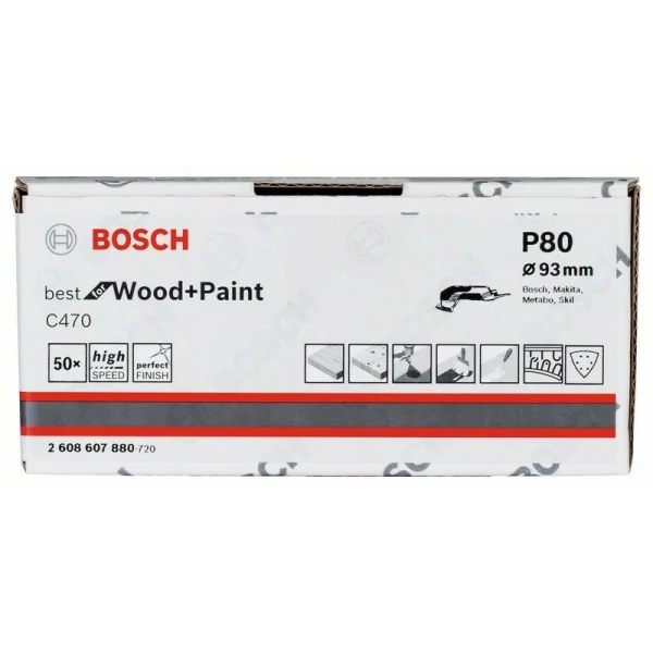 Шлифлист C470, в упаковке 50 шт. 93 мм, 80 Bosch 2608607880 — изображение 2