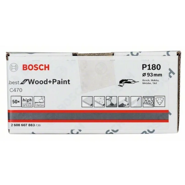 Шлифлист C470, в упаковке 50 шт. 93 мм, 180 Bosch 2608607883 — изображение 2