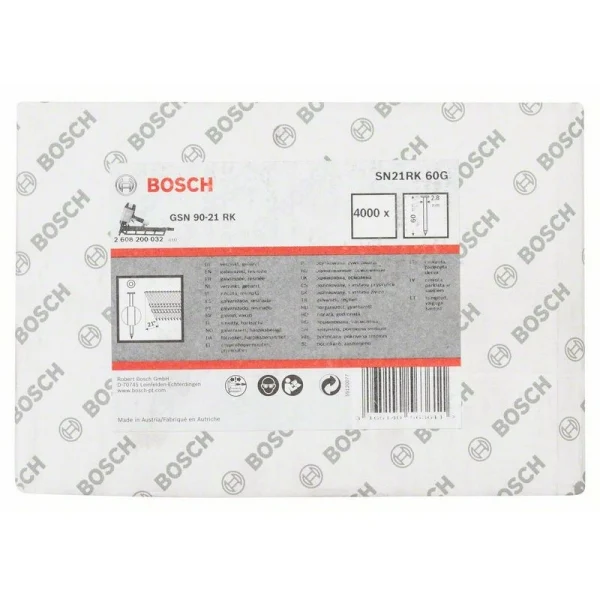 Гвозди с круглой головкой SN21RK 60G 2,8 мм, 60 мм, оцинк., гладк. Bosch 2608200032 — изображение 2