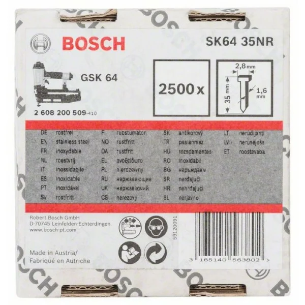 Штифт с потайной головкой SK64 35NR 1,6 мм, 35 мм, нерж. (A2/1,4301) Bosch 2608200509 — изображение 2