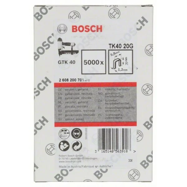 Скоба TK40 20G 1,2 мм, 20 мм, оцинк. Bosch 2608200701 — изображение 2