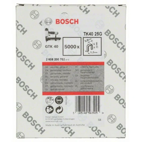 Скоба TK40 25G 1,2 мм, 25 мм, оцинк. Bosch 2608200702 — изображение 2