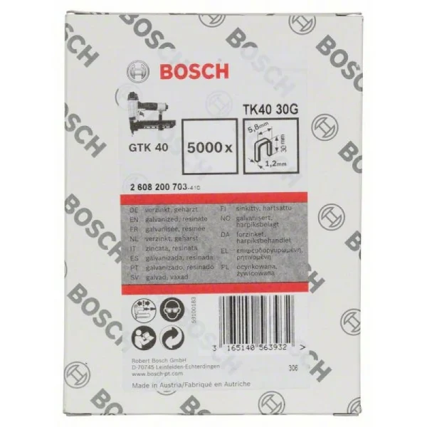 Скоба TK40 30G 1,2 мм, 30 мм, оцинк. Bosch 2608200703 — изображение 2