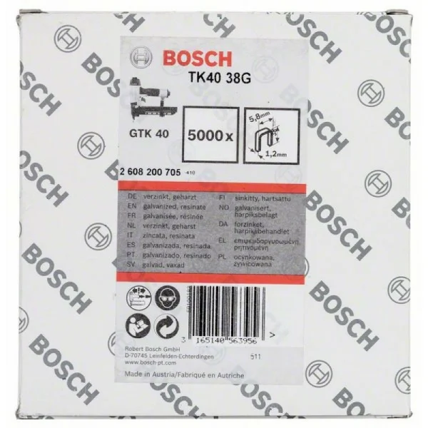 Скоба TK40 38G 1,2 мм, 38 мм, оцинк. Bosch 2608200705 — изображение 2
