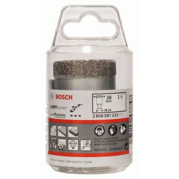 Алмазная коронка 38 мм DRY SPEED Bosch 2608587122
