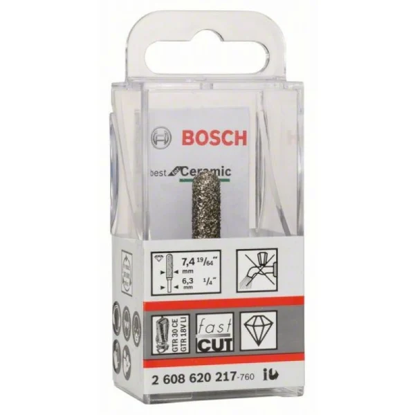 Алмазная фреза Best for Ceramic 6,35 мм; D 7,4 мм; L 35 Bosch 2608620217 — изображение 2