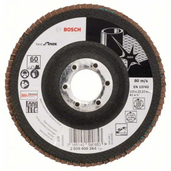 Лепестковый шлифкруг X581 Best for Inox 115x22,23 мм, 60 Bosch 2608608264