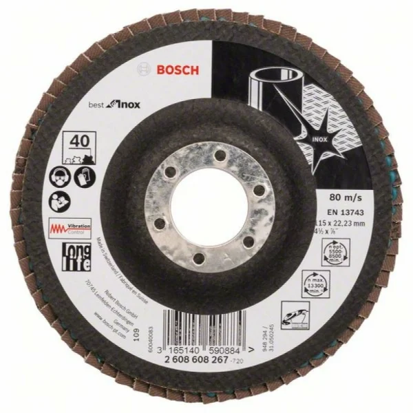 Лепестковый шлифкруг X581 Best for Inox 115x22,23 мм, 40 Bosch 2608608267