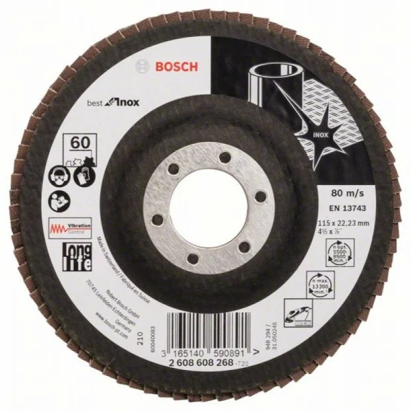 Лепестковый шлифкруг X581 Best for Inox 115x22,23 мм, 60 Bosch 2608608268