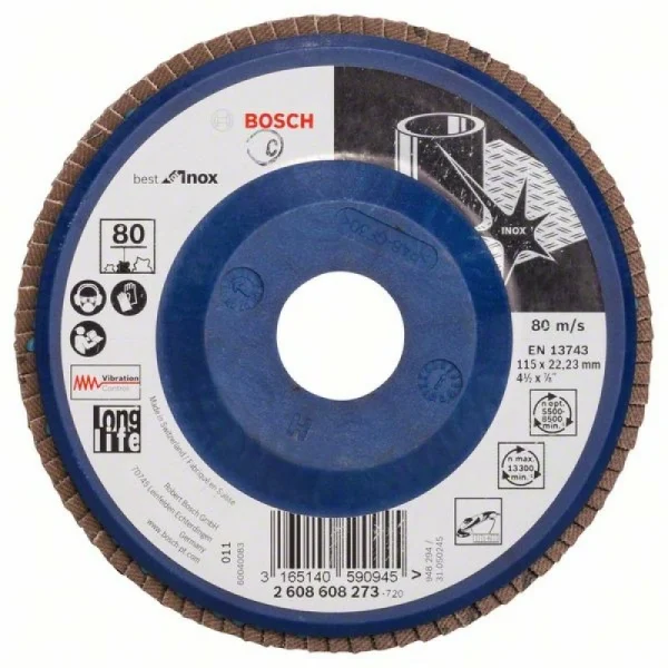 Лепестковый шлифкруг X581 Best for Inox 115x22,23 мм, 80 Bosch 2608608273