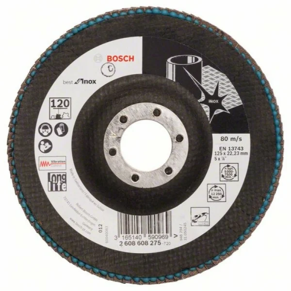 Лепестковый шлифкруг X581 Best for Inox 125x22,23 мм, 120 Bosch 2608608275