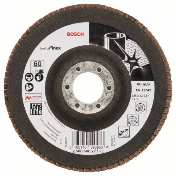 Лепестковый шлифкруг X581 Best for Inox 125x22,23 мм, 60 Bosch 2608608277